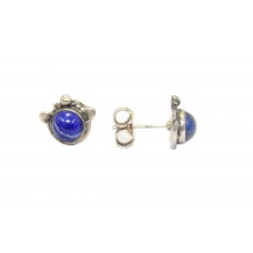 Handmade Stud Earrings 925 Sterling Silver Women's Blue Lapis Lazuli Stones - D